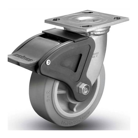 Colson 4 Series Swivel Plate Caster Rubber Total Lock Brake 6" Dia. 600 Lb. 4.06109.459 BRK4
